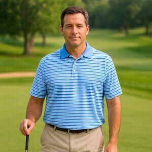 Carnoustie Mercerized Cotton Polo Shirt XXL Blue White Stripe Made in Korea